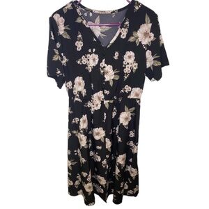 SHEIN Black Floral v neck button down maxi dress